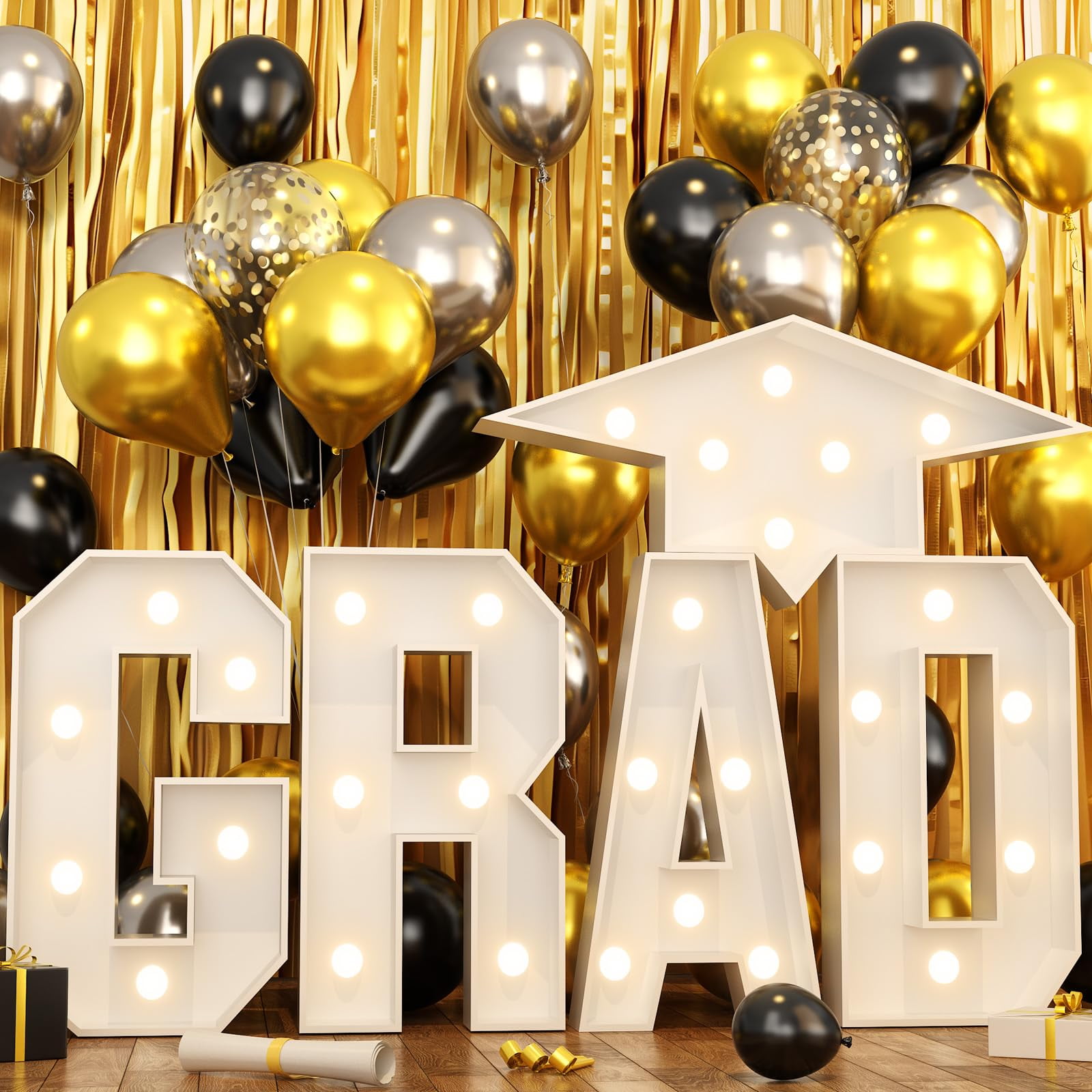 Grad Marquee Letters 3FT for 2026 Graduation Decorations, White Large Light Up Letters Graduation Cap Grad Letter with Lights for Class of 2026 Preschool High School College Grad Party