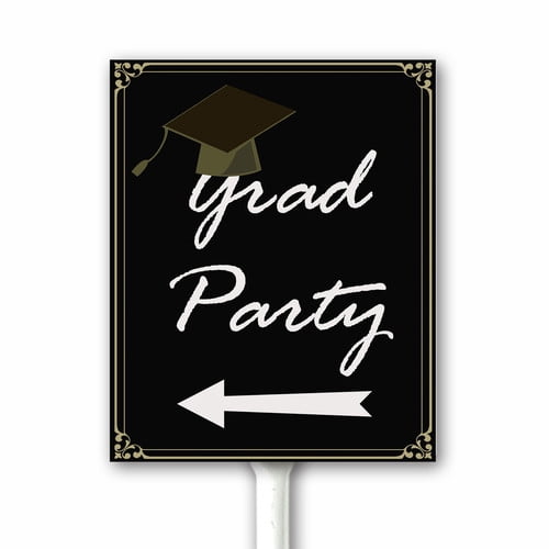 Grad Party Sign With Left Arrow, 2025 Graduation Decorations ...