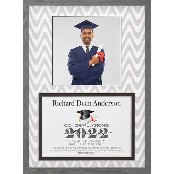 Grad | Personalized Graduation Commemoration Gift, Print, Wall Decor - Wavy Stripe Photo