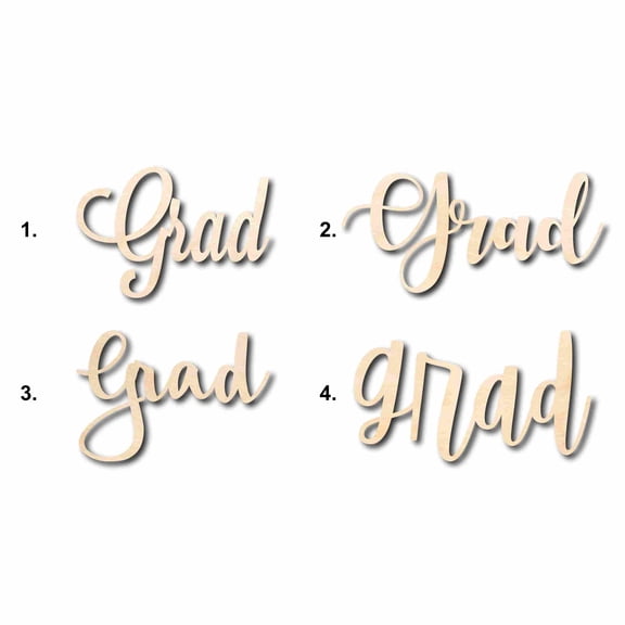 Grad Sign Unfinished Wood Cutout Home Decor DIY Option 2- 18" Wide / 1/8"