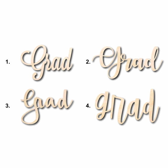 Grad Sign Unfinished Wood Cutout Home Decor DIY Option 4- 20" Wide / 1/2"