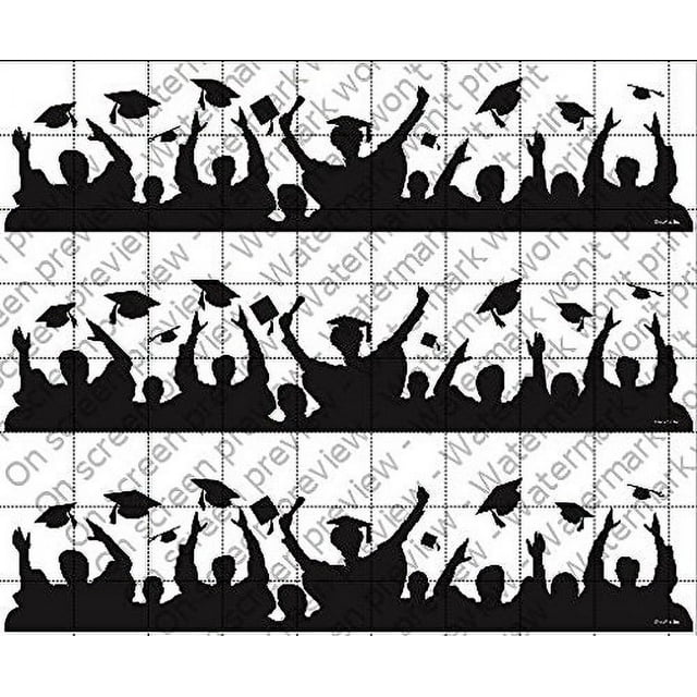Grad Silhouette Edible Frosting Cake Border Strips