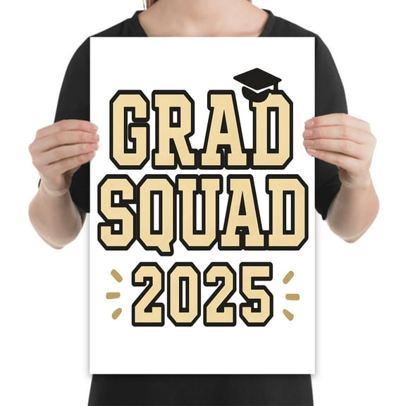 Retro Varsity Grad Squad Art - Graduation Decor - 13x19 Poster Print - College Room
