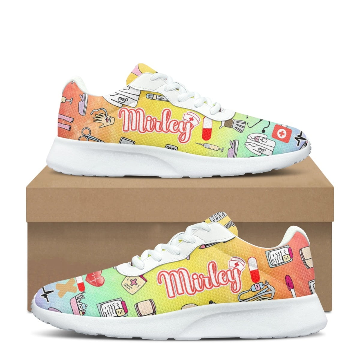 Gradation Nurse Medical Tools Sneakers for Women Brand Designer Lace Up