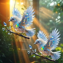 Graddi Spirit Bluebird, Hummingbird Suncatcher, Winged Cardinal Christmas Ornaments, Acrylic Colorful Birds Christmas Decoration for Windows & Doors (2)