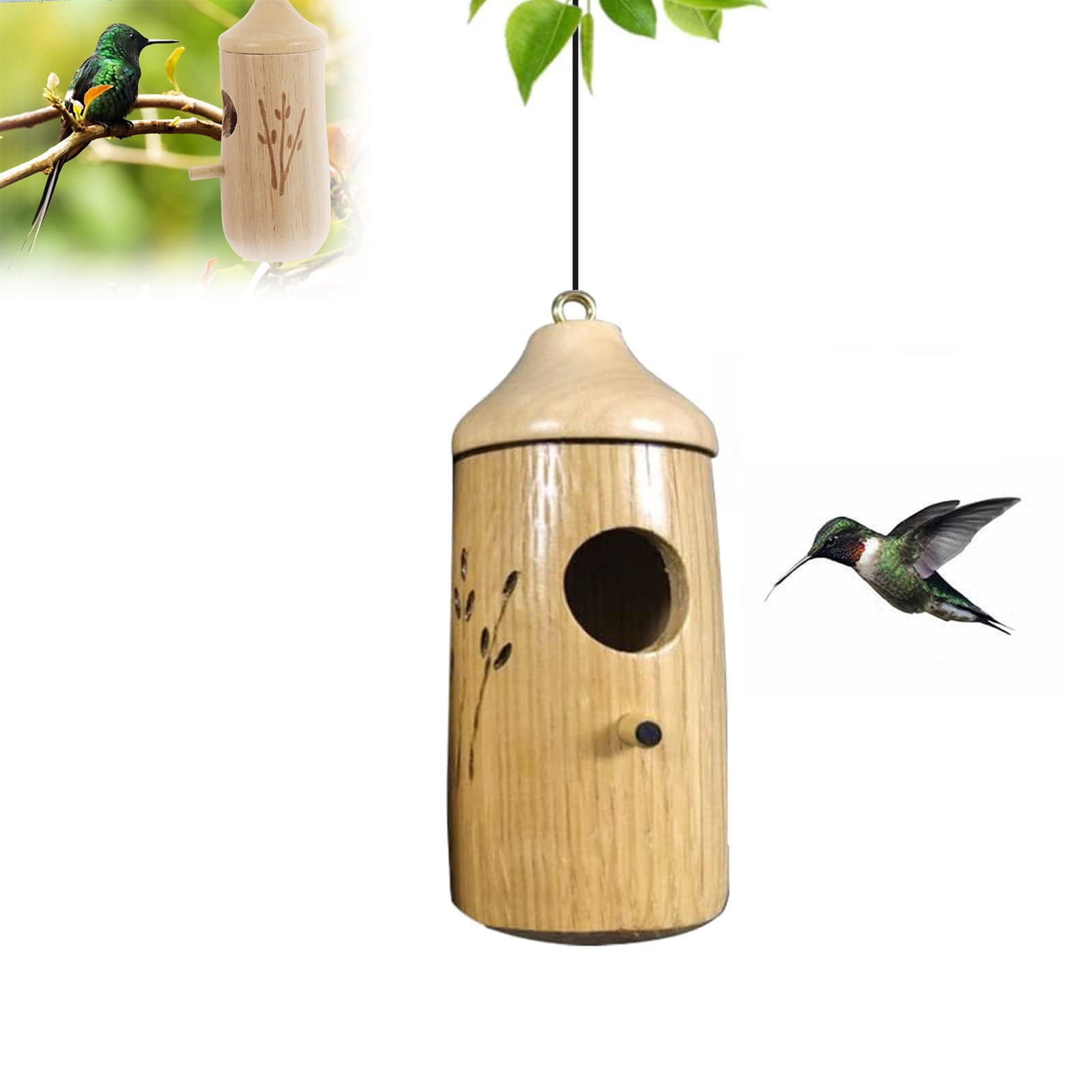 Graddi Wooden Hummingbird House, Durable Pine Wood Bird Nesting Box for ...