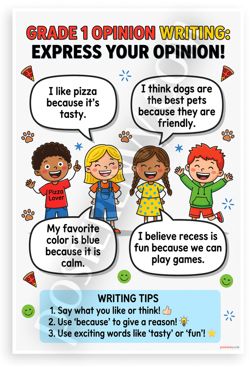 Grade 1 Opinion Writing Express Your Opinion Educational 12x18 US Made ...