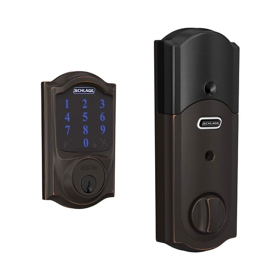 Grade 1 Touchscreen Deadbolt Lock, Connect Series, Camelot Trim, Antique Bronze Finish