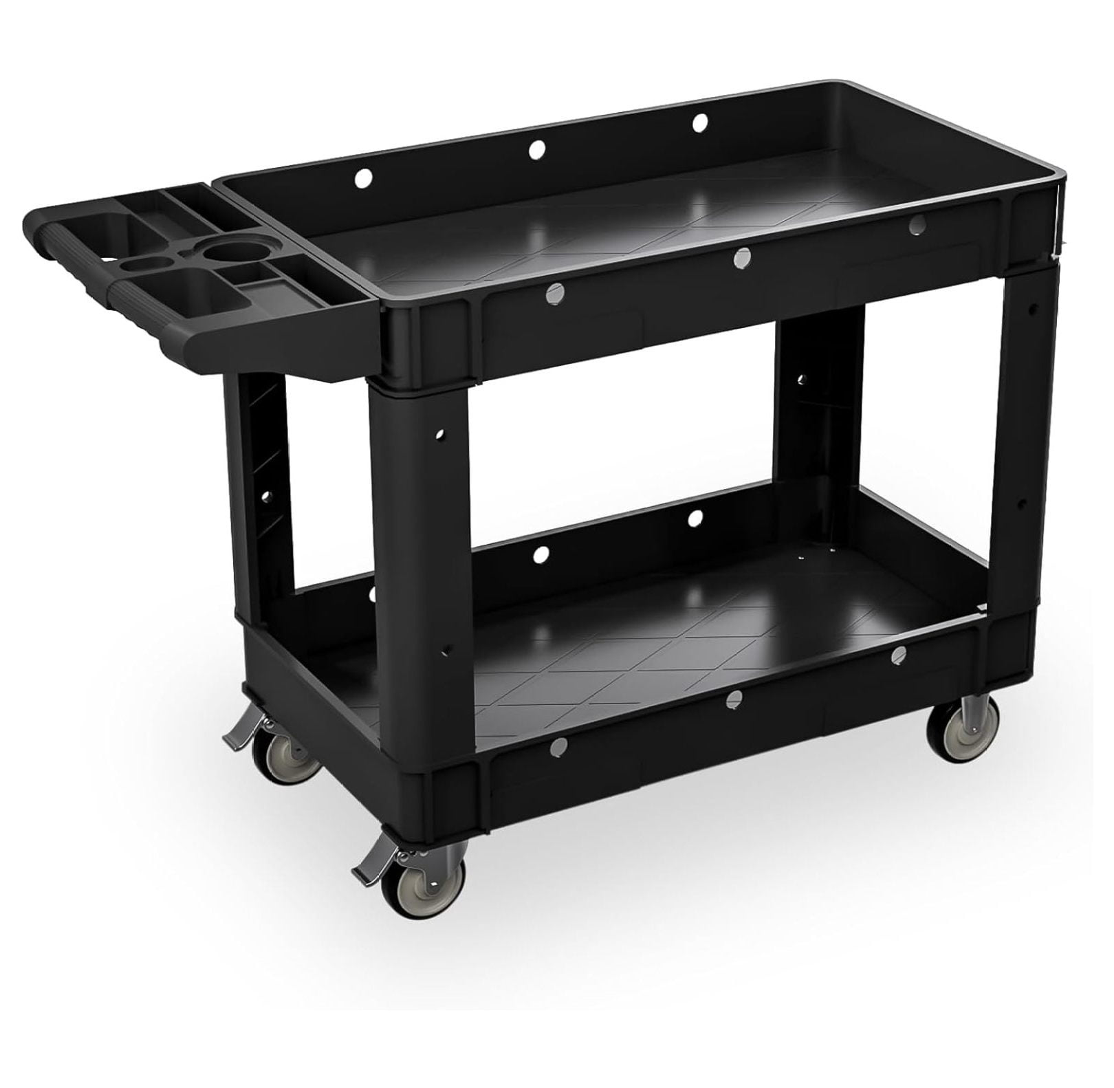 Grade 2 Shelf Utility Cart with Wheels - Rolling Tool Trolley, Heavy ...