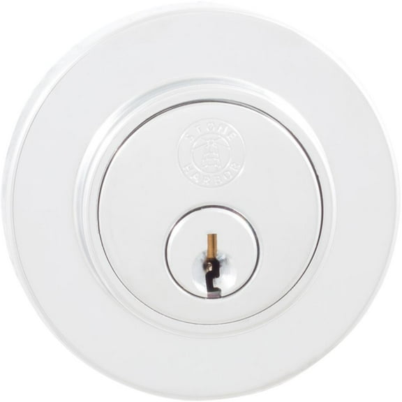Grade 3 Contemporary Round Deadbolt, KW Keyway, Polished Chrome by Stone Harbor Hardware