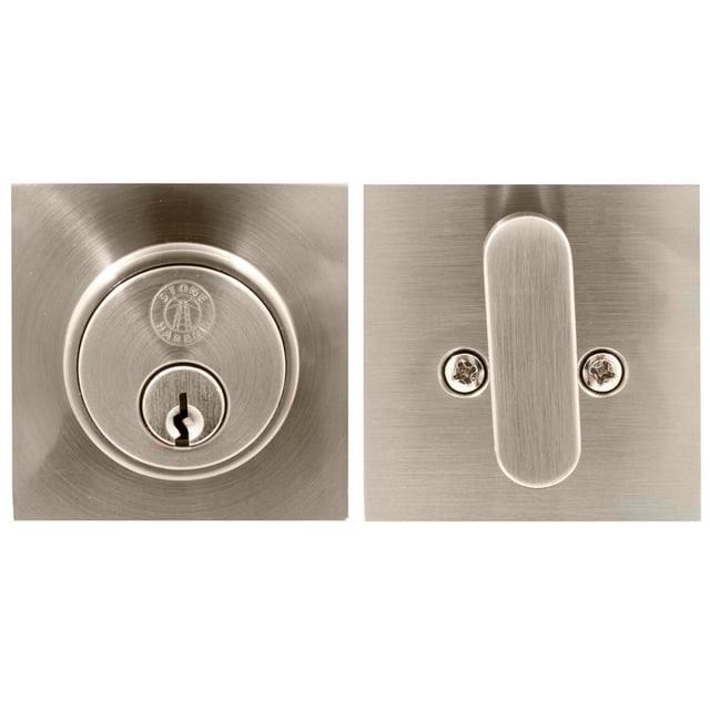 Sc Keyway Grade 3 Contemporary Square Deadbolt, SC Keyway, Satin Nickel by Stone ...