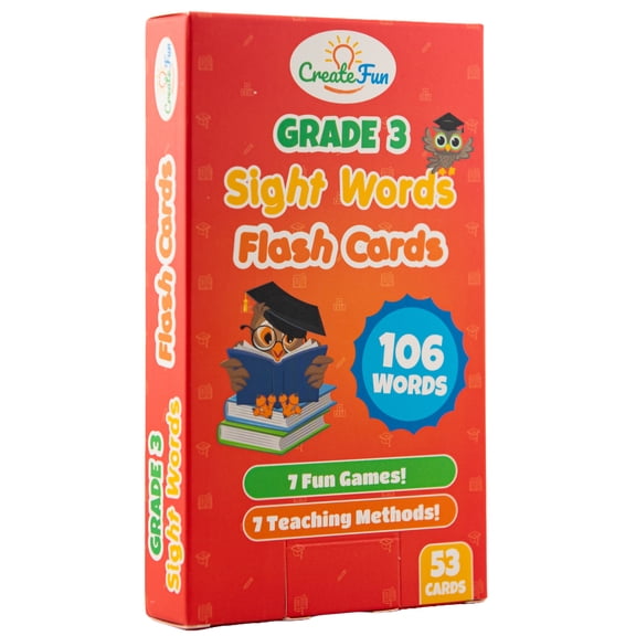Grade 3 Sight Words Flash Cards with 7 Teaching Methods and 7 Fun Games, 53 Count