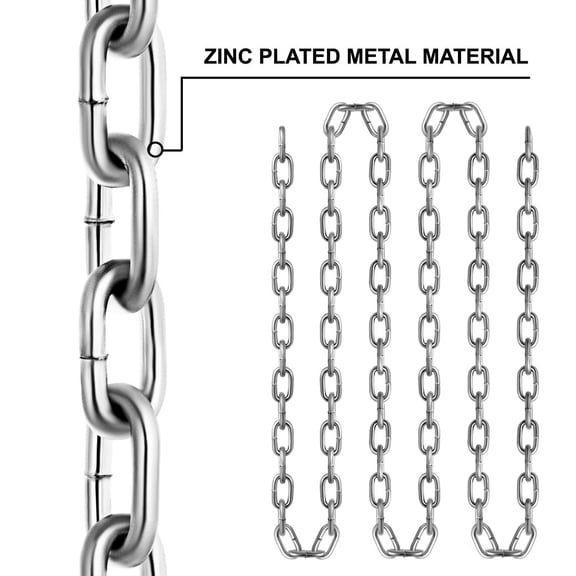 Grade 30 Chain 1/4"by 100Ft Length Grade 30 Proof Coil Chain Zinc Plated Grade 30 Chain for Towing Logging Agriculture and Guard Rails
