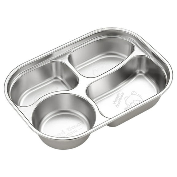 Grade 316 Nonrust Steel Boys Divided Dinner Plate 4 Section Dishwasher Safe Childrens Dish For Toddler And Kids
