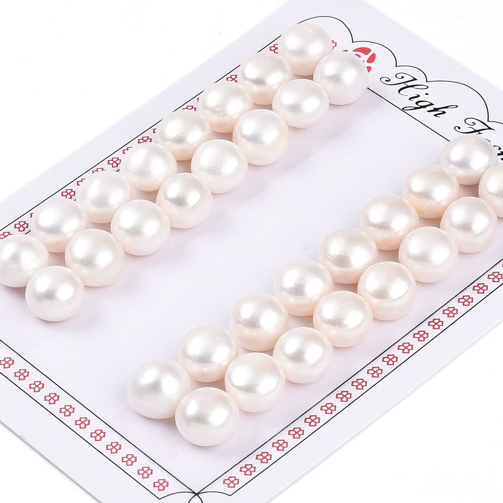 Grade 3A Natural Cultured Freshwater Pearl Beads Half Drilled Half Round Beads Creamy White 10.5~11x8~9mm Hole: 1mm