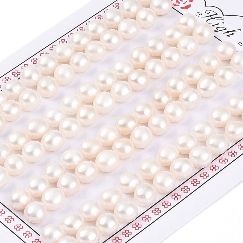 Grade 3A Natural Cultured Freshwater Pearl Beads Half Drilled Half Round Beads Creamy White 6.5~7x4.5~5mm Hole: 1~1.2mm