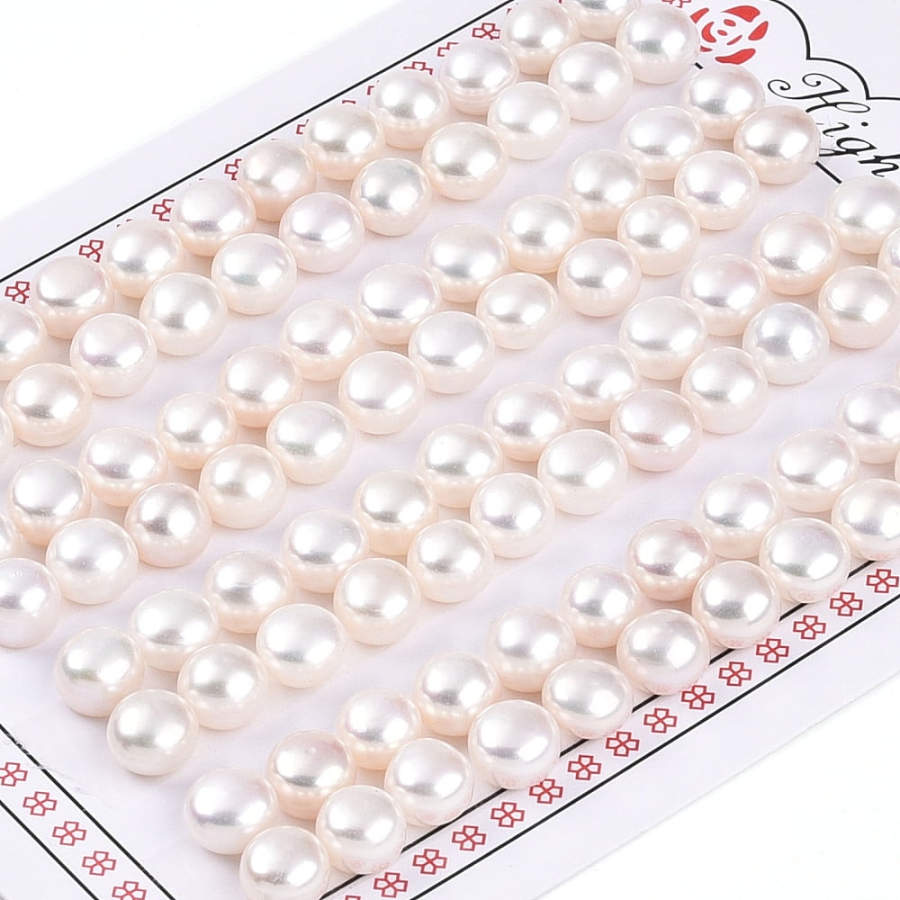 Grade 3A Natural Cultured Freshwater Pearl Beads Half Drilled Half Round Beads Creamy White 7~7.5x5~5.5mm Hole: 1mm Pearl