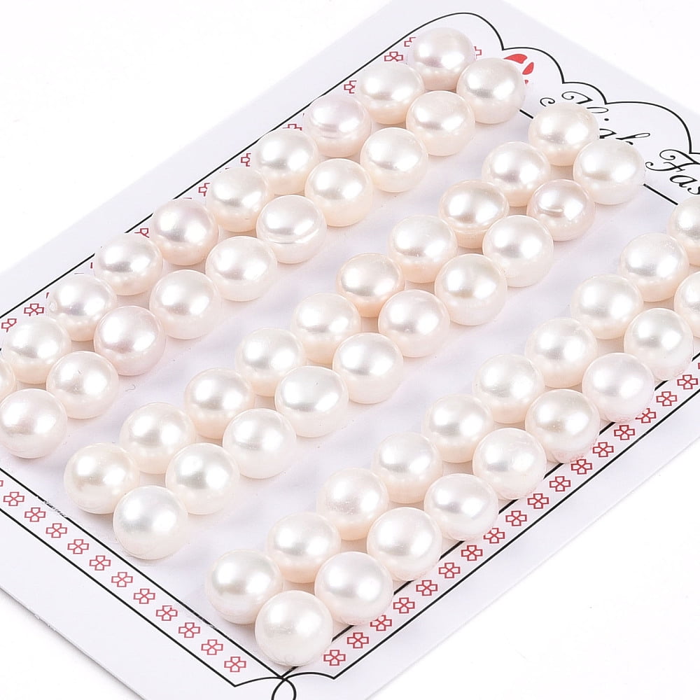 Grade 3A Natural Cultured Freshwater Pearl Beads Half Drilled Half Round Beads Creamy White 9~9.5x7~7.5mm Hole: 0.9~1mm