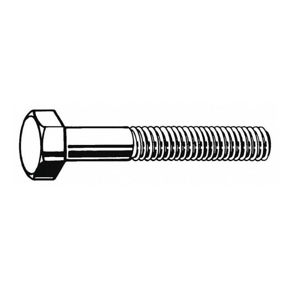Grade 5, 1/2"-13 Hex Head Cap Screw, Zinc Plated Steel, 4 in L, 5 PK