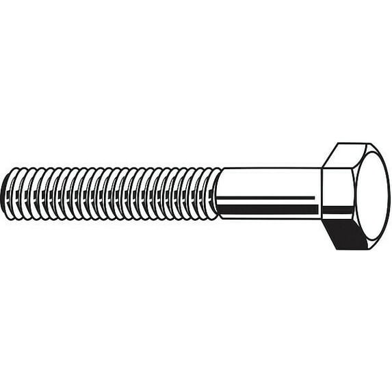 Grade 5, 7/8"-9 Hex Head Cap Screw, Zinc Plated Steel, 2-1/4 in L, 5 PK