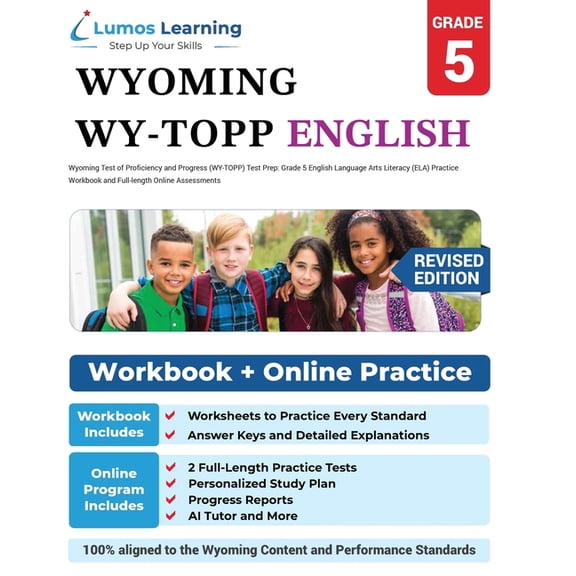 Grade 5 English Language Arts Literacy (ELA) Practice Workbook and Full-length Online Assessments: WY-TOPP Study Guide, (Paperback)