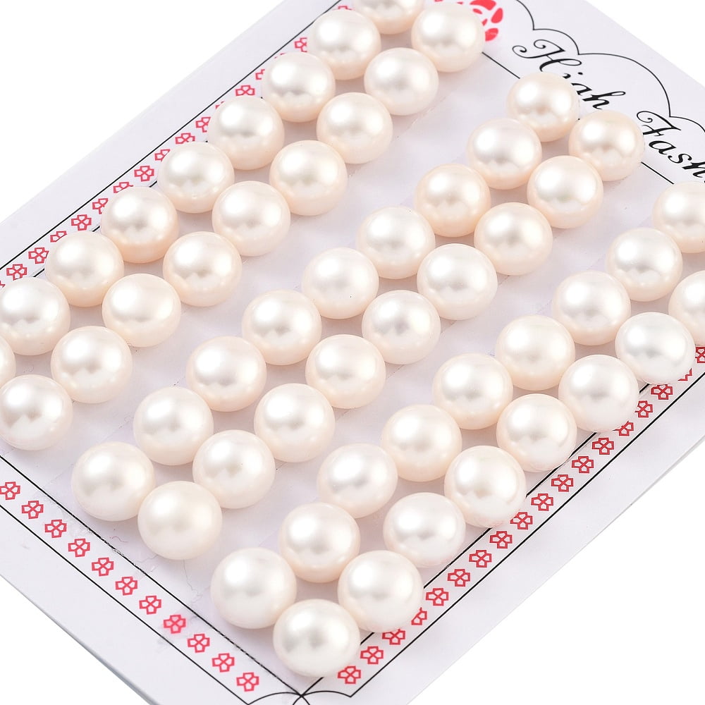 Grade 6A Natural Cultured Freshwater Pearl Beads Half Drilled Half Round Beads White 10~10.5x7mm Hole: 1mm