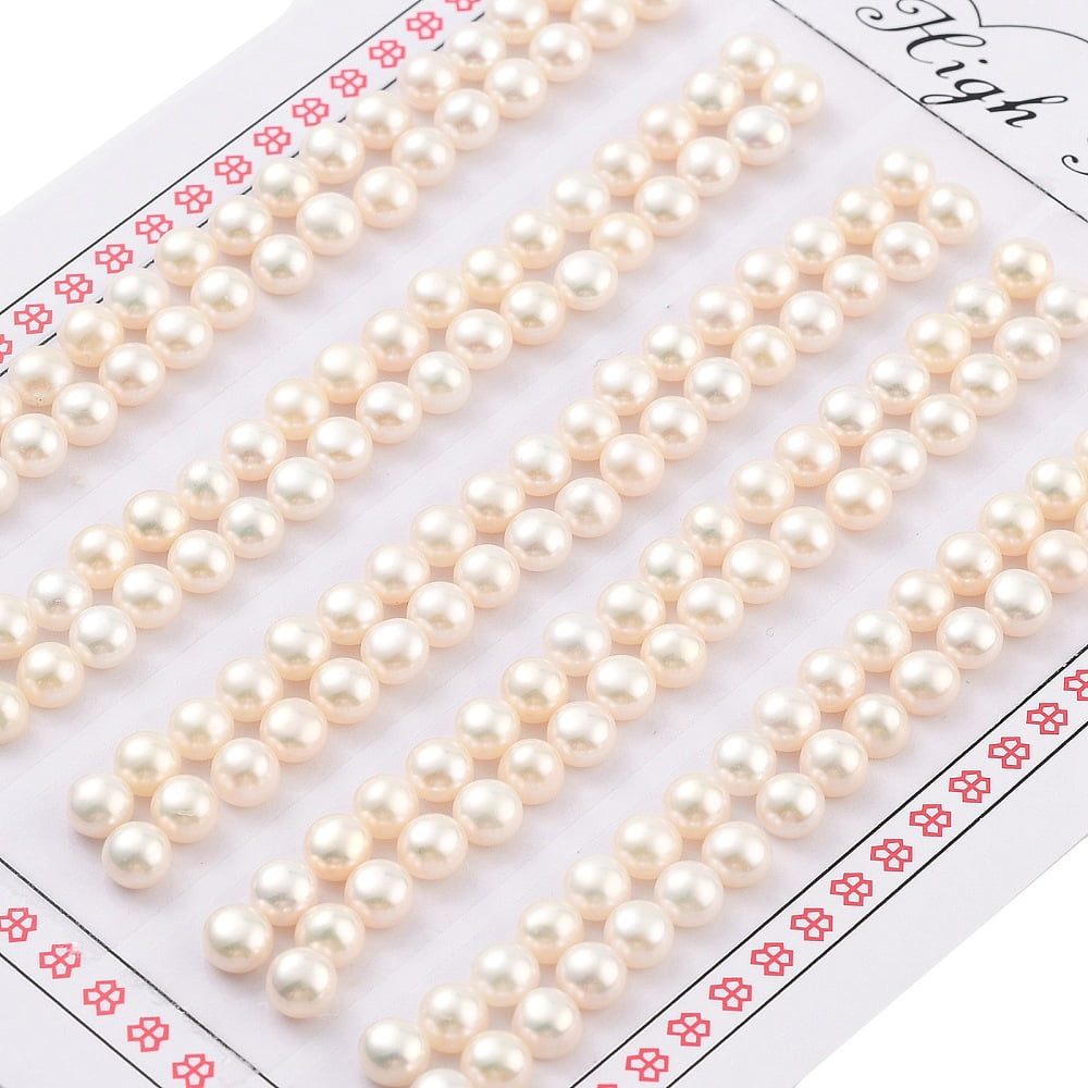 Grade 6A Natural Cultured Freshwater Pearl Beads Half Drilled Half Round Beads White 4.5~5x3.5mm Hole: 1mm