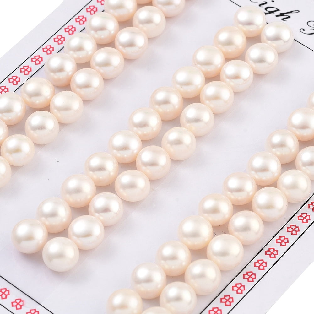 Grade 6A Natural Cultured Freshwater Pearl Beads Half Drilled Half Round Beads White 7.5~8x5.5mm Hole: 1mm