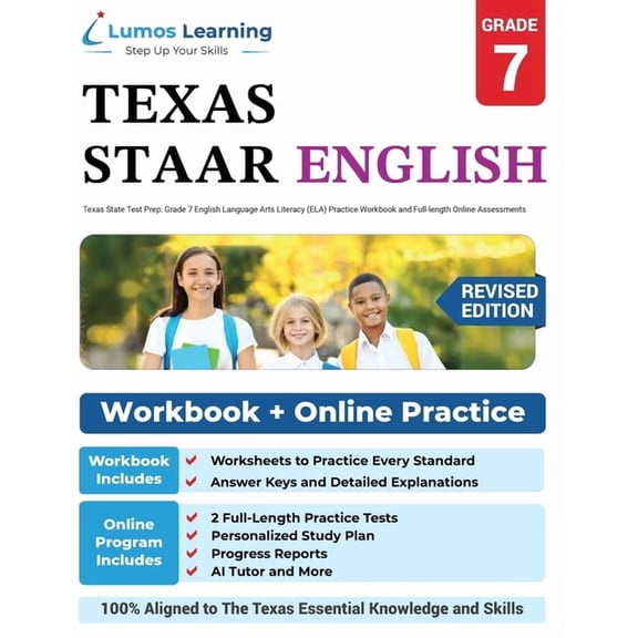 Grade 7 English Language Arts Literacy (ELA) Practice Workbook and Full-length Online Assessments: STAAR Study Guide, (Paperback)
