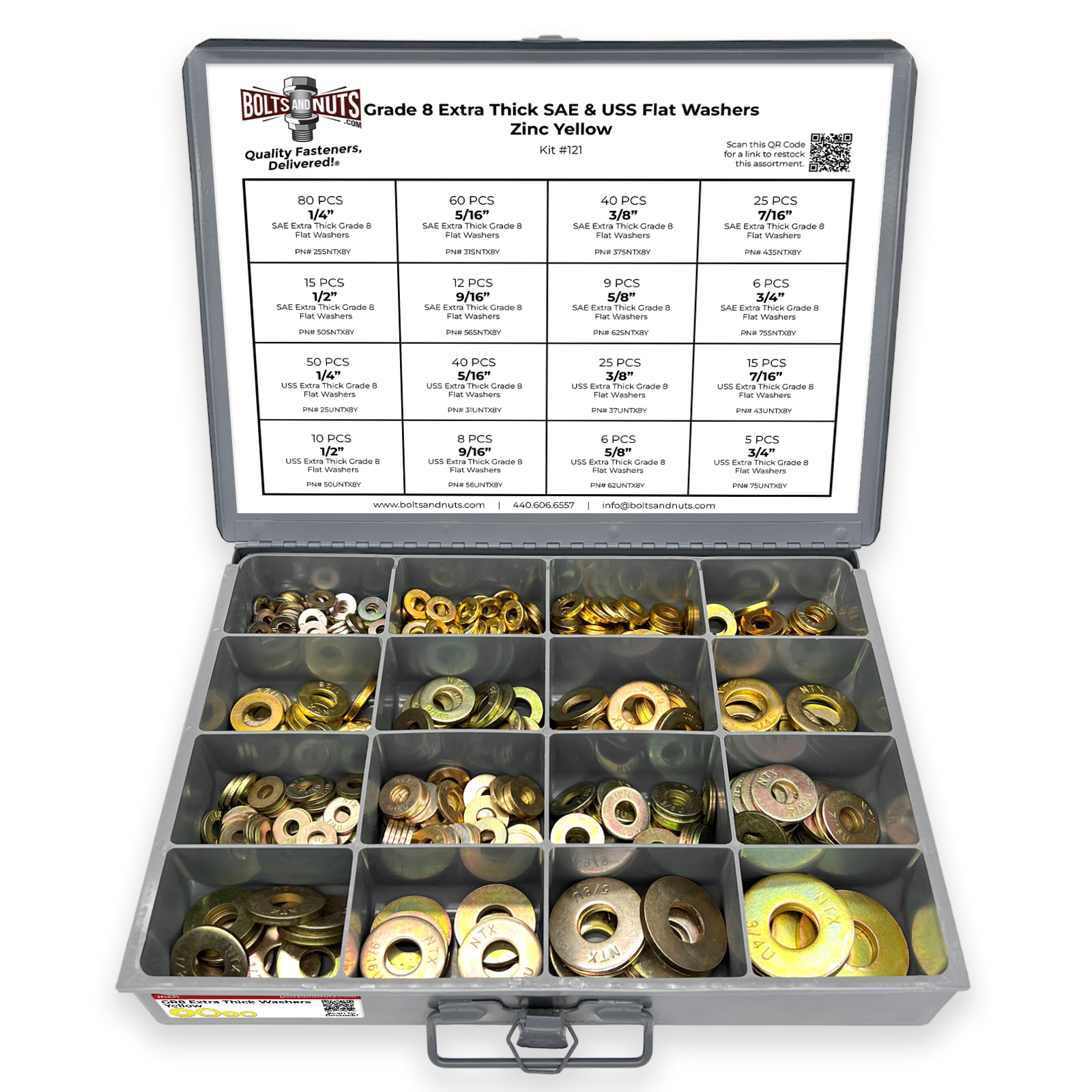 Grade 8 Extra Thick SAE & USS Flat Washers Zinc Yellow Assortment 407