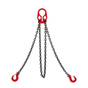 Grade 80 2-Leg Adjustable Chain Sling 5/16 Inch x 10 Ft 7000 lb WLL Alloy Steel Lifting Chain Assembly with Adjuster and Grab Hooks for Hoist Rigging Red