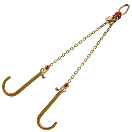 Grade 80 V-Bridle Tow Chain, 5/16" x 2 FT, 9260 lbs Break Strength - with TJ Hook & Grab Hook, Pear Link & Chain Shorteners for Transport, Lifting, and Heavy Duty Towing