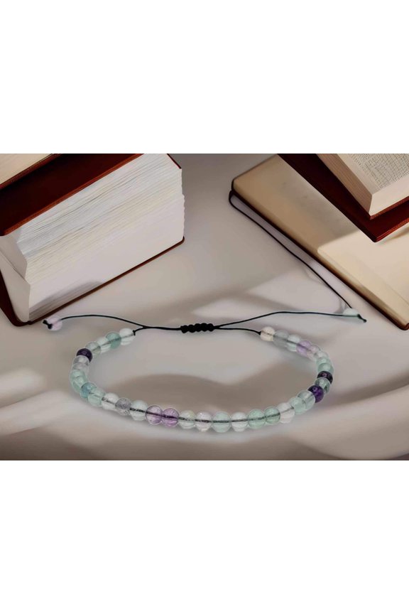 Grade A++ Fluorite Crystal Bead Bracelet 4mm Adjustable