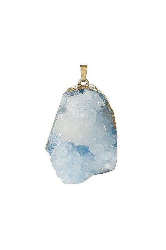 (Grade A) Natural Agate Druzy /Drusy Charm Pendant (Light Blue)