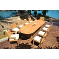thumbnail image 1 of Grade-A Teak Dining Set: 10 Seater 11 Pc: 118" Double Extension Mas Oval Trestle Leg Table And 10 Lagos Chairs (2 Arm & 8 Armless Chairs) WholesaleTeak #WMLG39, 1 of 5