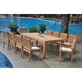 thumbnail image 1 of Grade-A Teak Dining Set: 10 Seater 11 Pc: 86" Canberra Rectangle Table And 10 Leveb Stacking Arm Chairs Outdoor Patio WholesaleTeak #WMDSWVm, 1 of 4