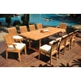 thumbnail image 1 of Grade-A Teak Dining Set: 10 Seater 11 Pc: 94" Double Extension Mas Rectangle Trestle Leg Table And 10 Lagos Chairs (2 Arm & 8 Armless Chairs) WholesaleTeak #WMLG36, 1 of 5