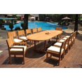 thumbnail image 1 of Grade-A Teak Dining Set: 12 Seater 13 Pc: 118" Double Extension Mas Oval Trestle Leg Table And 12 Veranda Chairs (2 Arm & 10 Armless Chairs) WholesaleTeak #WMVR87, 1 of 5