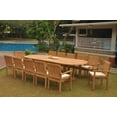 thumbnail image 1 of Grade-A Teak Dining Set: 12 Seater 13 Pc: 118" Double Extension Mas Oval Trestle Leg Table And 12 Leveb Stacking Arm Chairs WholesaleTeak #WMDSWVm, 1 of 4