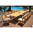 thumbnail image 1 of Grade-A Teak Dining Set: 12 Seater 13 Pc: 118" Double Extension Mas Rectangle Trestle Leg Table And 12 Veranda Chairs (2 Arm & 10 Armless Chairs) WholesaleTeak #WMVR94, 1 of 5