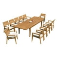thumbnail image 1 of Grade-A Teak Dining Set: 12 Seater 13 Pc: 122" Atnas Rectangle Table And 12 Vellore Stacking Arm Chairs Outdoor Patio WholesaleTeak #51VL2813, 1 of 6