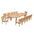 thumbnail image 1 of Grade-A Teak Dining Set: 12 Seater 13 Pc: 122" Caranas Rectangle Table And 12 Wave Stacking Arm Chairs Outdoor Patio WholesaleTeak #51WV2913, 1 of 6