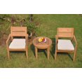 thumbnail image 1 of Grade-A Teak Dining Set: 2 Seater 3 Pc: Noida Round Side Table And 2 Vellore Stacking Arm Chairs Outdoor Patio WholesaleTeak #WMVL45, 1 of 4