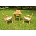thumbnail image 1 of Grade-A Teak Dining Set: 3 Seater 4 Pc: 36" Round Table And 3 Wave Stacking Arm Chairs Outdoor Patio WholesaleTeak #WMDSWVe, 1 of 4