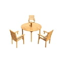 thumbnail image 1 of Grade-A Teak Dining Set: 3 Seater 4 Pc: 52" Round Table And 3 Hari Stacking Arm Chairs Outdoor Patio WholesaleTeak #51HR1104, 1 of 4