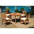 thumbnail image 1 of Grade-A Teak Dining Set: 4 Seater 5 Pc: 52" Round Table And 4 Osborne Armless Chairs Outdoor Patio WholesaleTeak #WMDSWVm, 1 of 5