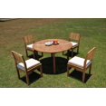 thumbnail image 1 of Grade-A Teak Dining Set: 4 Seater 5 Pc: 52" Round Table And 4 Veranda Armless Chairs Outdoor Patio WholesaleTeak #WMVR54, 1 of 4