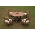 thumbnail image 1 of Grade-A Teak Dining Set: 4 Seater 5 Pc: 60" Round Table And 4 Veranda Arm Chairs Outdoor Patio WholesaleTeak #WMVRl, 1 of 4
