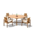 thumbnail image 1 of Grade-A Teak Dining Set: 4 Seater 5 Pc: 72" Round Table And 4 Clipper Stacking Arm Chairs Outdoor Patio WholesaleTeak #51CP1705, 1 of 4