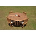 thumbnail image 1 of Grade-A Teak Dining Set: 4 Seater 5 Pc: 72" Round Table And 4 Devon Armless Chairs Outdoor Patio WholesaleTeak #WMDV68, 1 of 4